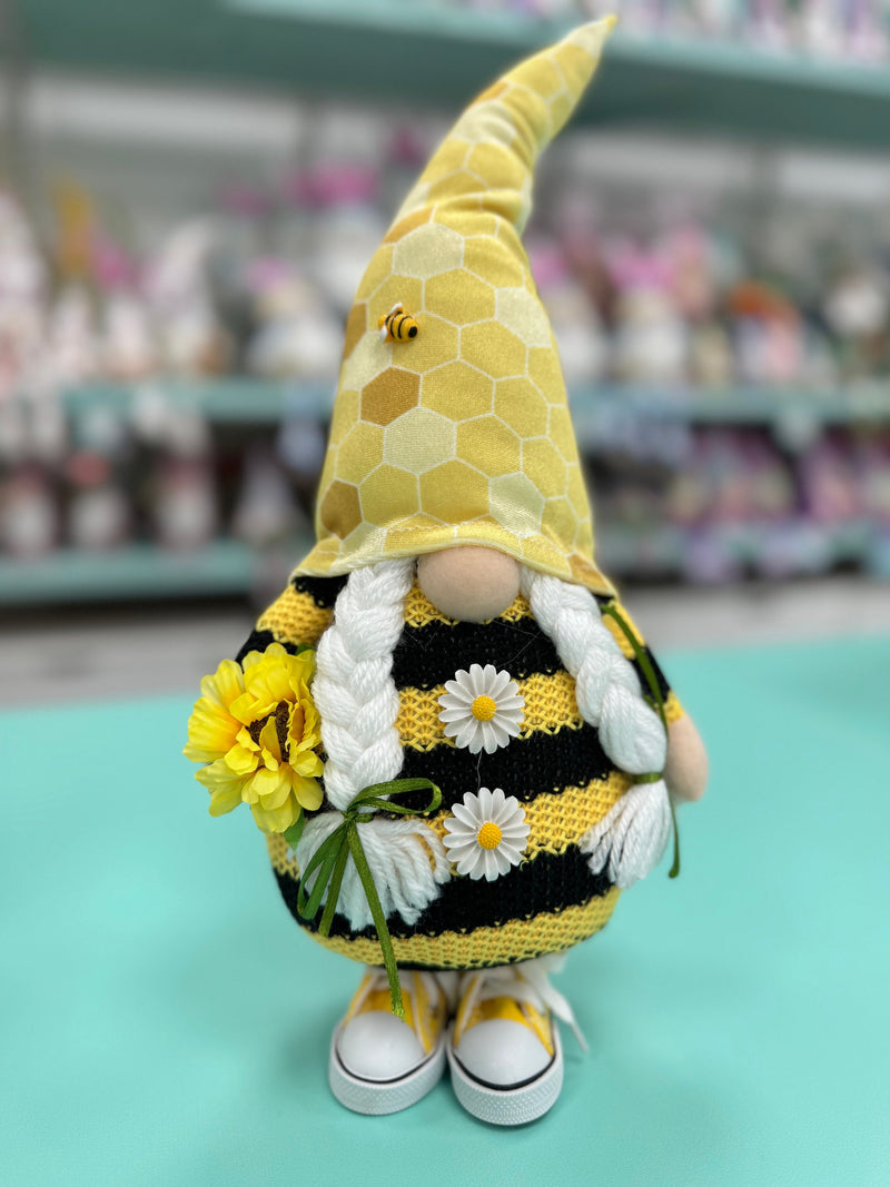 Yellow standing Bee Gonk Girl  in trainers 39cm
