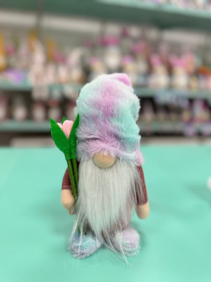 Small Pink and aqua ombré boy Gonk with flowers 36 cm