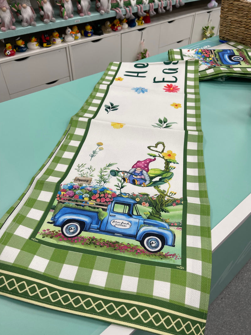Easter Gonk Table Runner with 4 Placemats in Green
