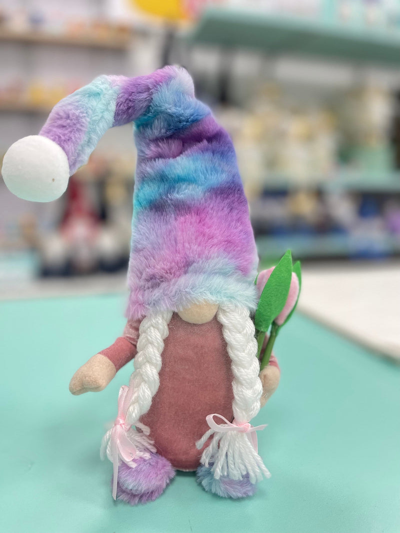 Small Purple and aqua ombré girl Gonk with flowers 36 cm