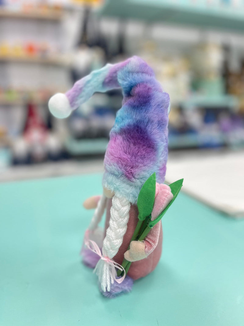 Small Purple and aqua ombré girl Gonk with flowers 36 cm