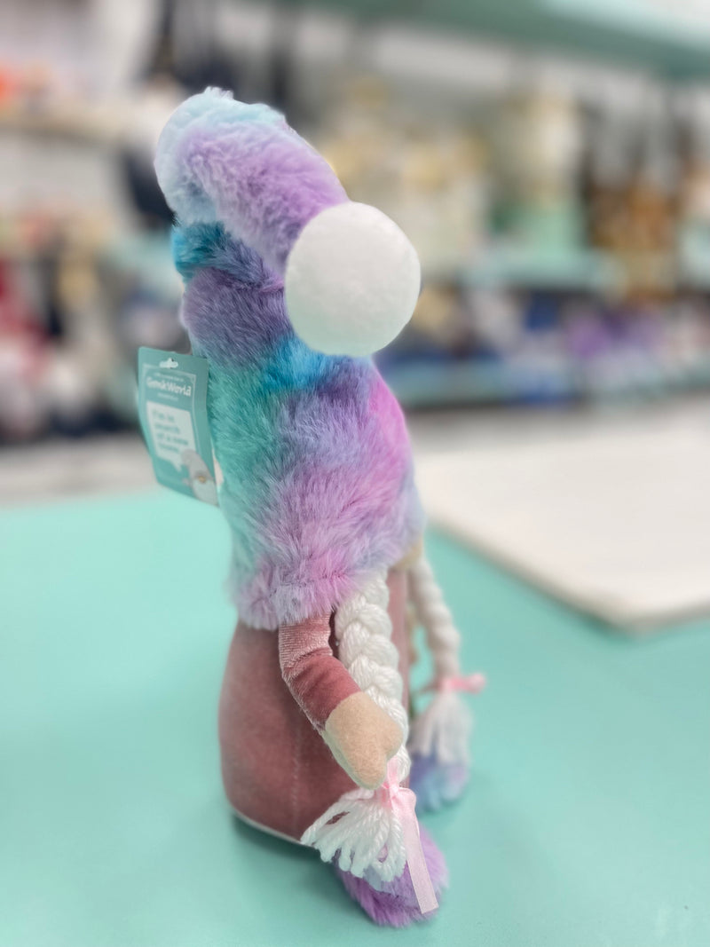 Small Purple and aqua ombré girl Gonk with flowers 36 cm
